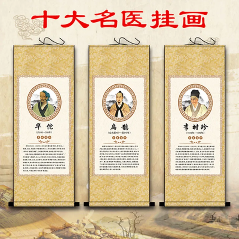 

Famous Chinese Medicine Ancient Doctors Drawing Art Wall Scroll Wall Hanging Painting Scroll