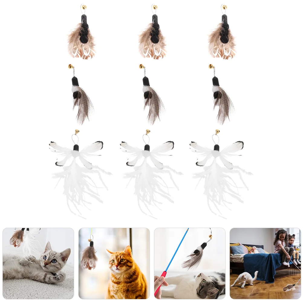 

9pcs Cat Teaser Attachments Cat Interactive Wand Heads Cat Wand Refills Teaser Cat Toy Replacements