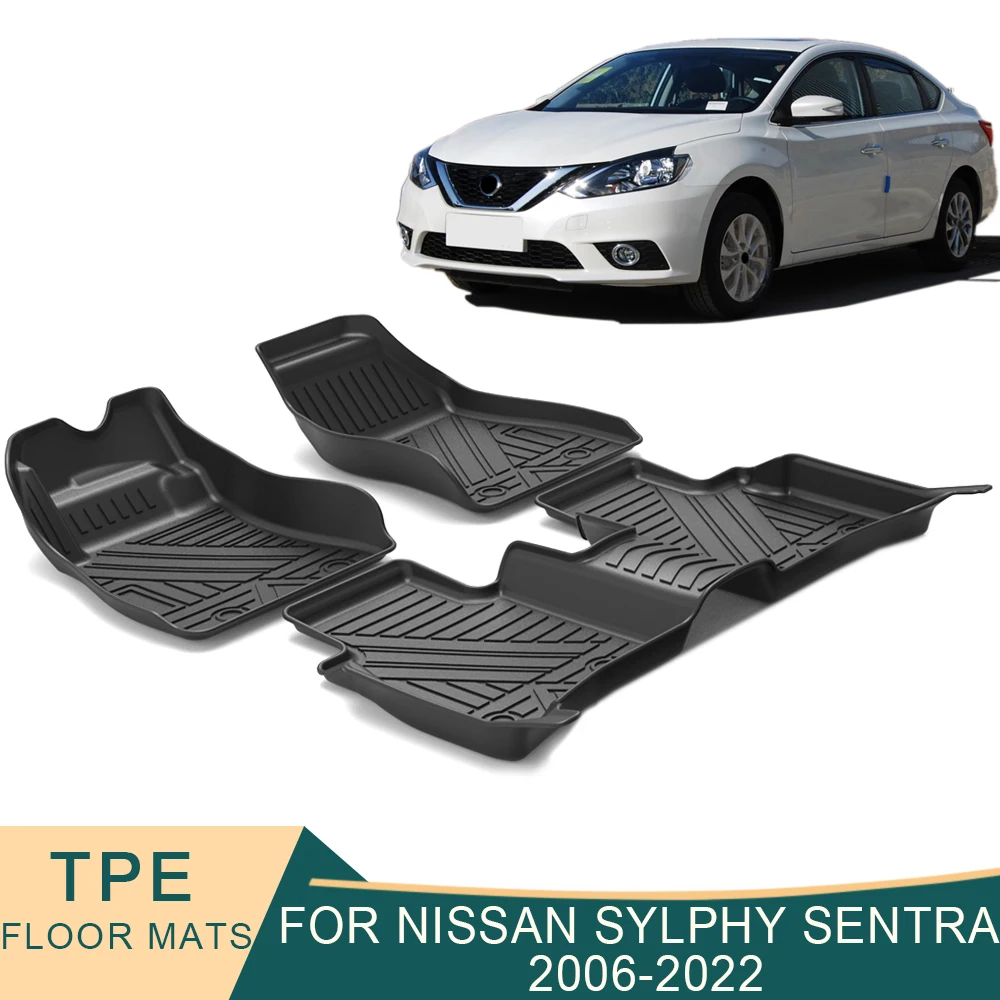 

For Nissan Sylphy Sentra G11 B17 B18 2006-2022 Car Floor Mats All-Weather TPE Foot Mats Odorless Pad Waterproof Tray Accessories