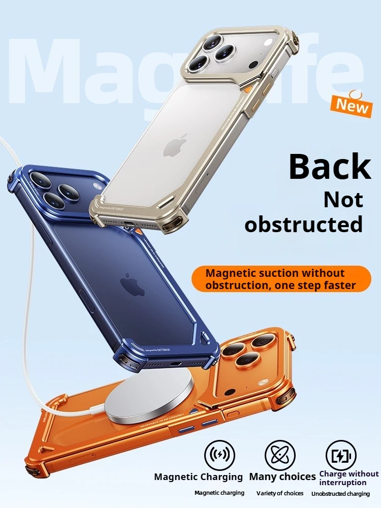 Фото Минималистичный чехол Eary с рамкой для iPhone 17 Pro Max Air, алюминиевые корпуса и держатель объектива для Magsafe, защита от падения с беспроводной зарядкой №2