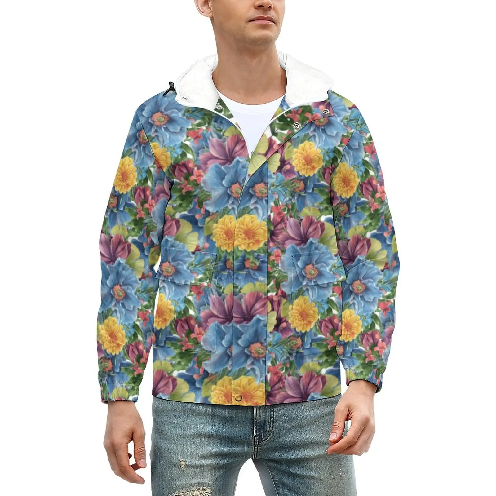 

Куртка мужская зимняя непромокаемая с цветным цветочным принтом, водонепроницаемая