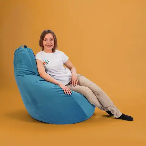 Кресло "груша" / Кресло мешок велюр с наполнителем Kreslo-Puff Camaro Бирюзовый