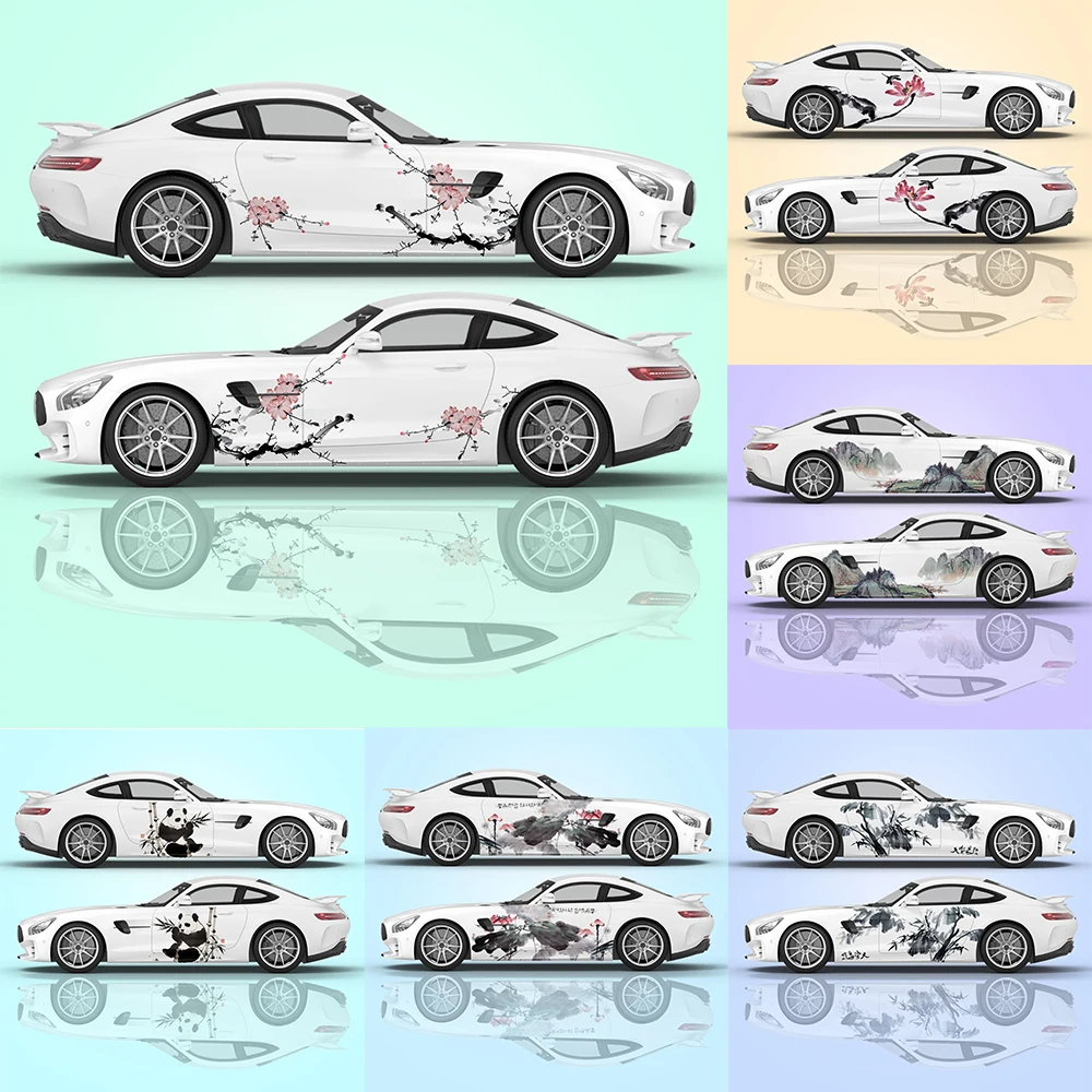 Краска в китайском стиле, художественные универсальные двусторонние автомобильные наклейки, китайские элементы, наклейки на корпус, наклейка на капот