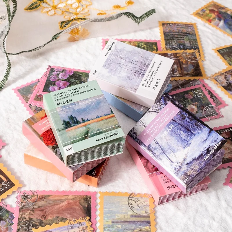 

50 шт., винтажные наклейки-штампы