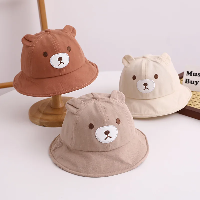 

Summer Cartoon Bear Fisherman Baby Hat Cute Cotton Bucket Infant Caps Kids Sun Hat For Boys Girls