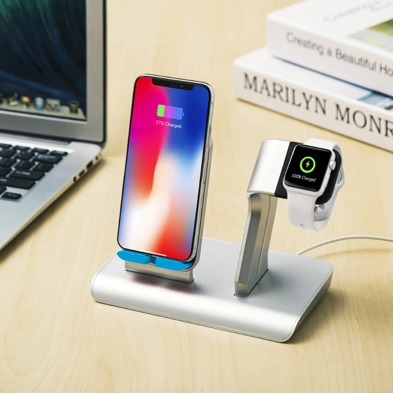 

10 Вт Беспроводная быстрая подставка для телефона 8 X держатель для apple Watch