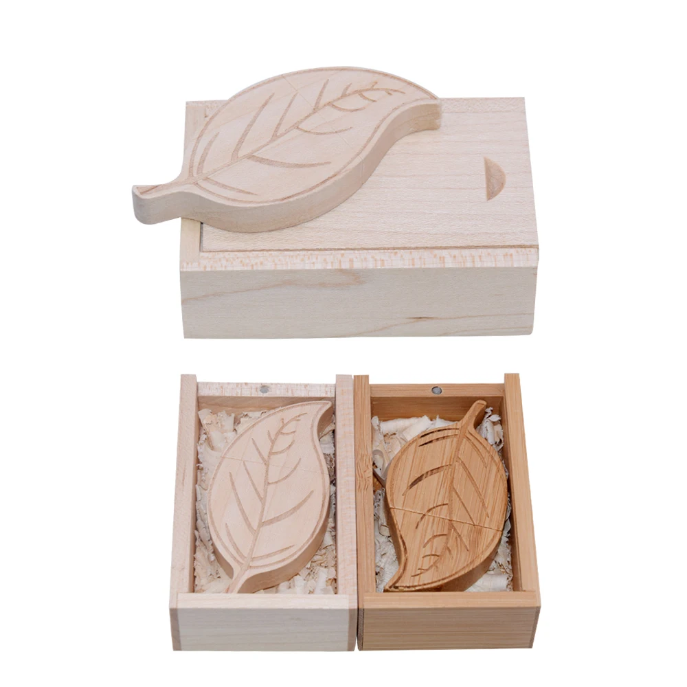 

New creative Wooden + Box USB Flash Drive 32gb Pen Driver Pendrive 16GB 32GB 64GB 128GB Memory Creativo Personal LOGO Wholesale