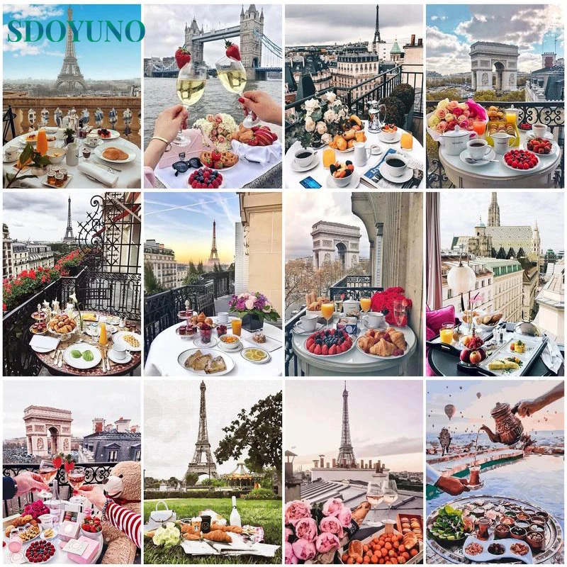 

SDOYUNO Painting By Numbers Food Landscape Drawing On Canvas HandPainted Wall Art Diy Pictures By Number Home Decoration Gift