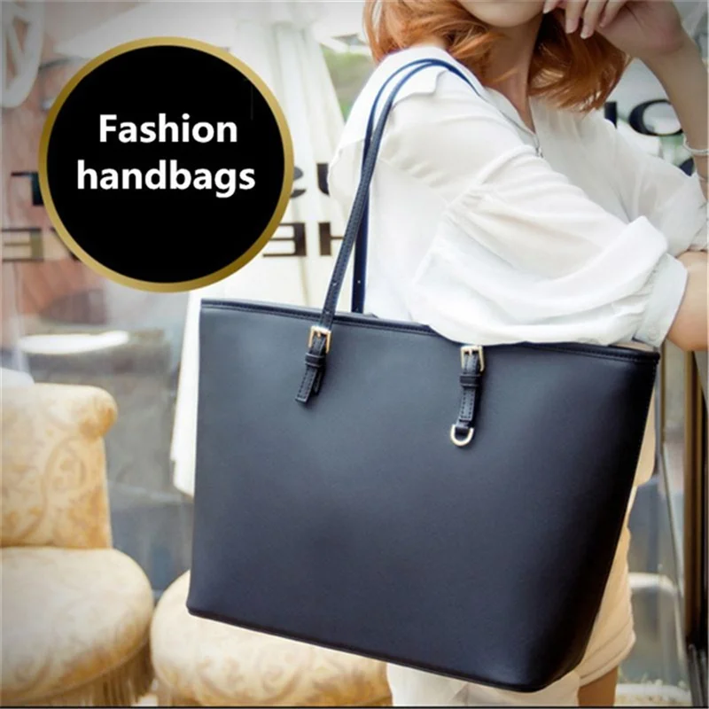 

2022 Fashion Women Pu Leather Handbag Brief Shoulder Bag Black White Large Capacity Luxury Tote Shopper Bag Designer