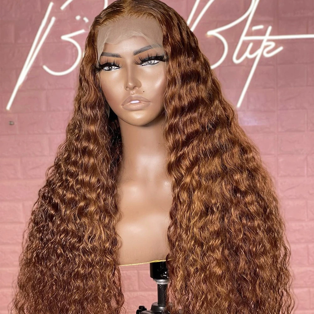 

Soft Preplucked 26”Long 180%Density Glueless Ginger Brown Kinky Curly Lace Front Wig With BabyHair Heat Temperature Daily