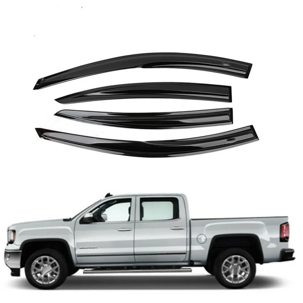 

For Chevrolet Chevy Silverado 1500 Crew Cab 2014-2018 Window Visor Rain Guard Weather Shield Wind Deflector Slim Awning Shelter