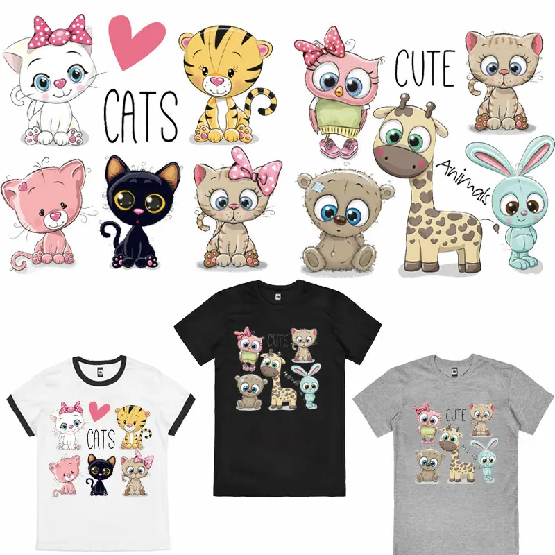 

Cute Animals Rabbit Patches on Clothes Giraffe Tiger Iron-on Transfers for Clothing Stickers Thermoadhesive Patch for Jacket