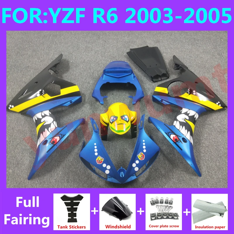 

NEW ABS Motorcycle Injection full Fairing Kit fit For YZF R6 2003 2004 2005 YFZ-R6 03 04 05 Bodywork Fairings kit set blue shark