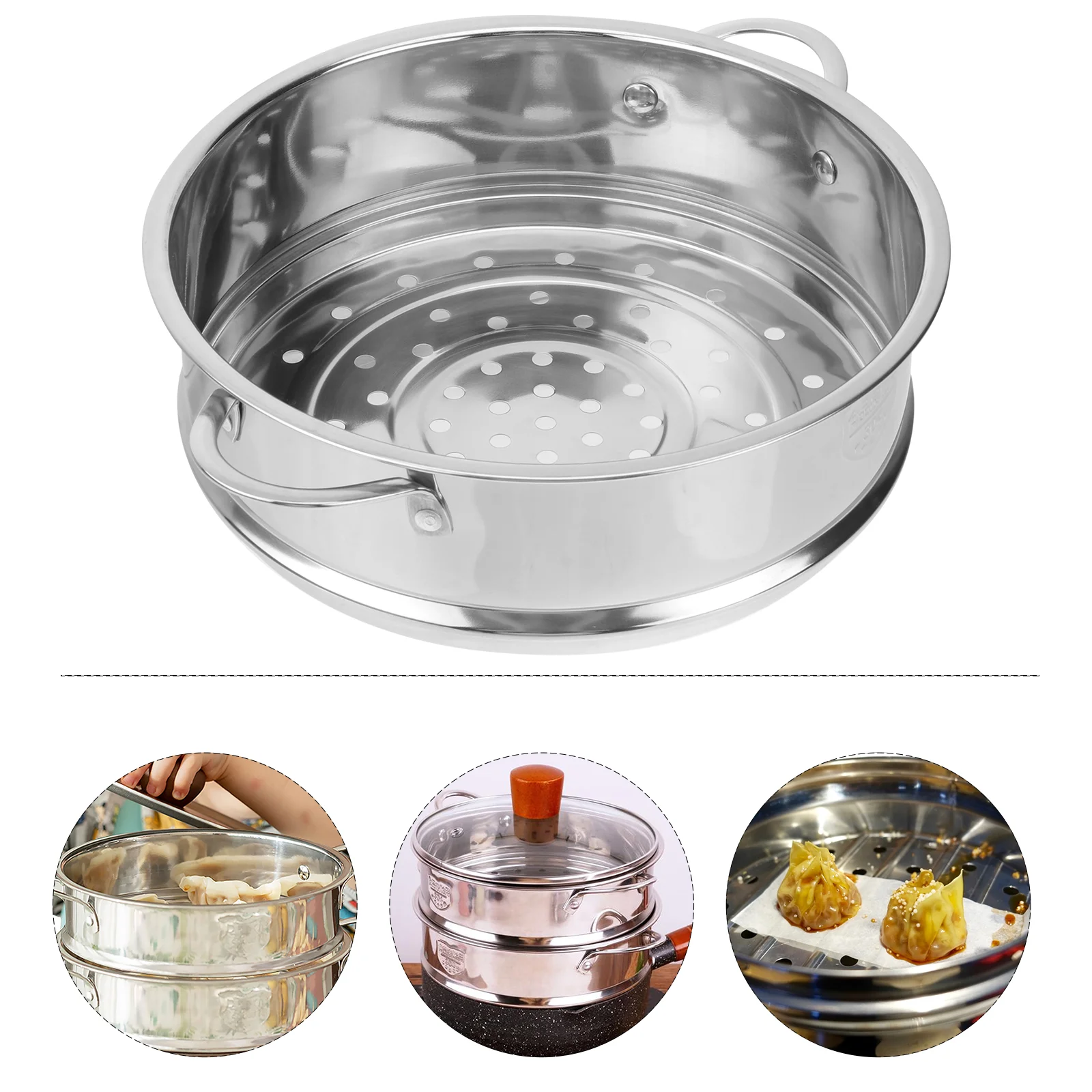 

16 Cm Food Steamer Insert Steaming Rack Stainless Steel Cooking Utensils Egg Basket Chicken Wooden Trays Dumpling Vegetables