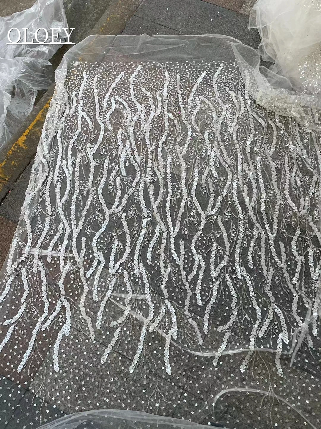 

Luxury French Embroidery Groom Lace Fabric African Nigerian With Sequins Fabric For Wedding Dress Party XZX5423P