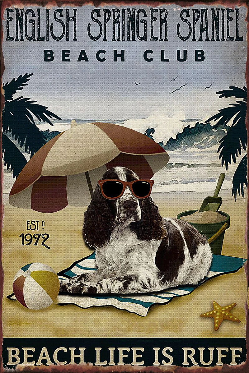 

English Springer Spaniel Room Decoration Retro Vintage Metal Sign Tin Sign Tin Plates Wall Decor For Club Man Cave Cafe Pub