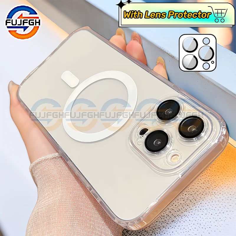 Оригинальный магнитный чехол для Magsafe с беспроводной зарядкой для iPhone 15 14 Plus 13 12 11 Pro Max, прозрачный акриловый ударопрочный чехол-бампер Оригинальный магнитный чехол для Magsafe с беспроводной зарядкой для iPhone 15 14 Plus 13 12 11 Pro Max, прозрачный акриловый ударопрочный чехол-бампер