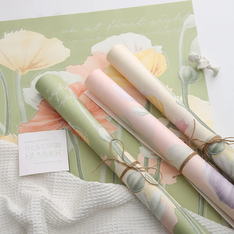 

15pcs/lot Oil Painting Series Bouquet Flower Wrapping Paper 59x52cm Happy Mother's Day Flower Shop Gift Packaging Paper