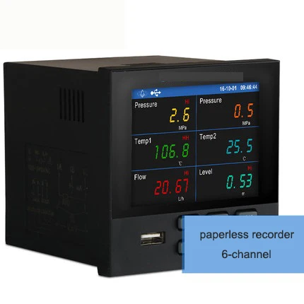 

Paperless recorder temperature and humidity flow level thermocouple multi-channel monitoring instrument 6 channel input