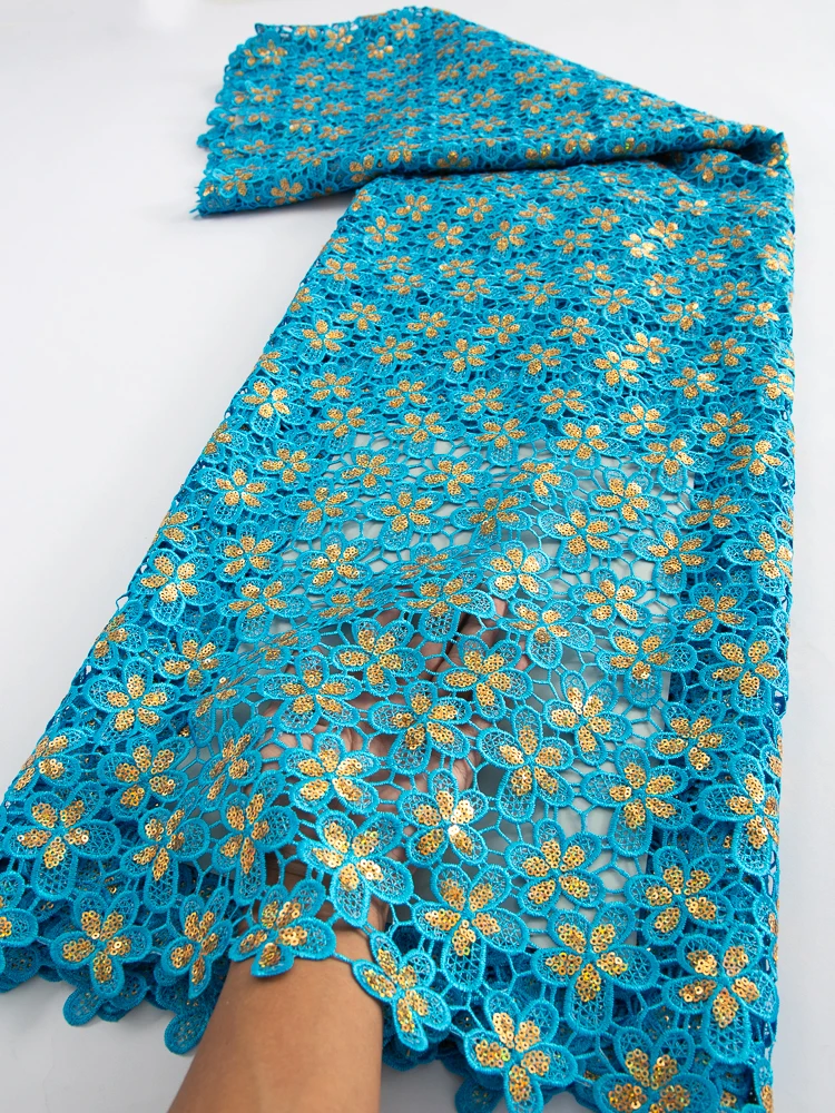 

2023 Высококачественная нигерийская гипюровая кружевная ткань с камнями, Африканское водорастворимое кружево для женщин, Свадебные Рождественские Платья TY3597