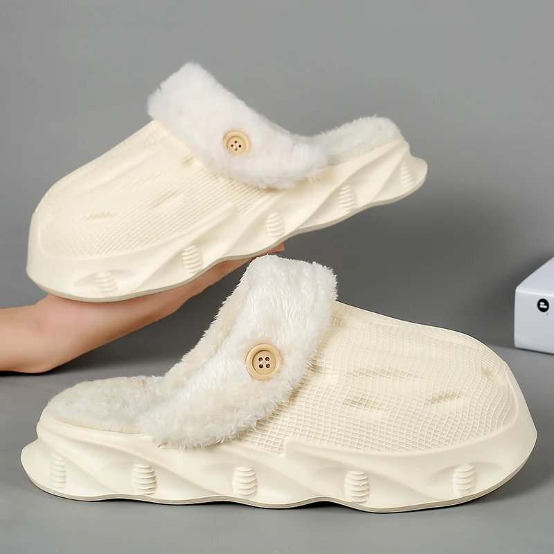 

Fashion Winter Men Warm Slippers Plush Cotton Slippers Slides Outdoor Indoor Non-Slip Shoes Design Men Home Bedroom Cotton Shoes