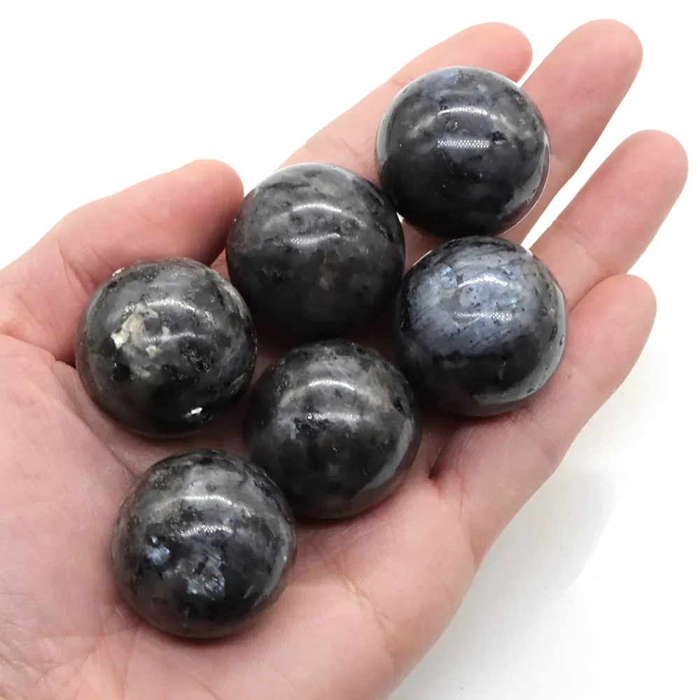 

30MM Ball Shaped Natural Larvikite Labradorite Crystals Gemstone Home Decor Healing Stones Magic Craft Globe Massaging Gift