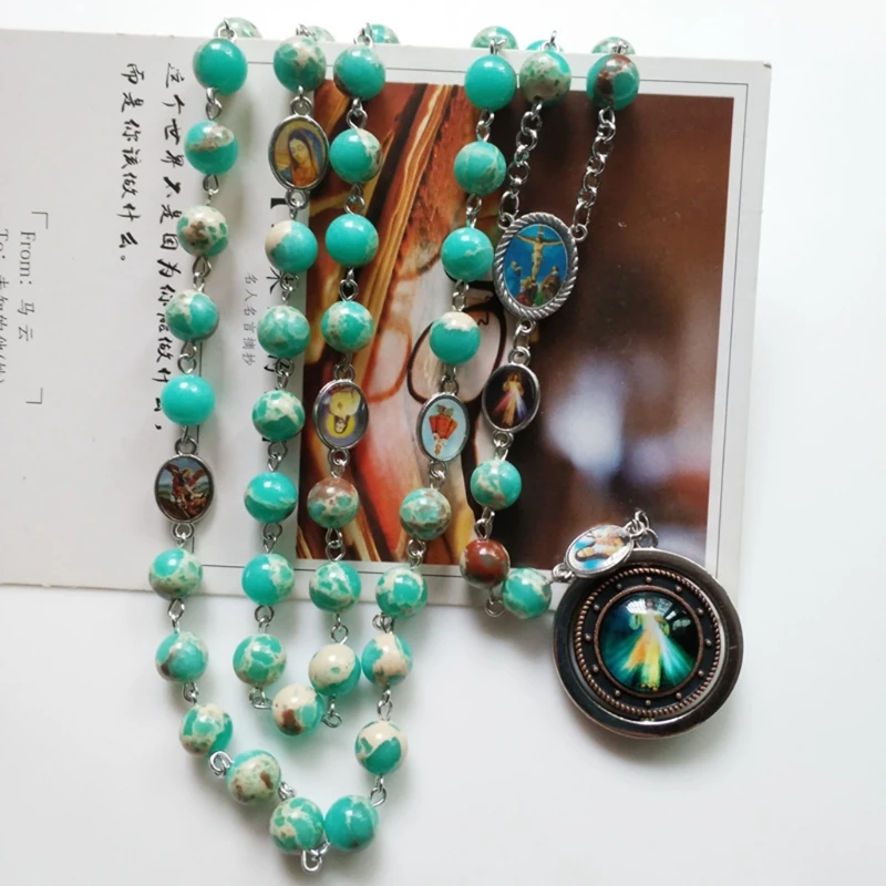 Винтажные четки католические молитвенные бусины ожерелье с Христом Иисусом