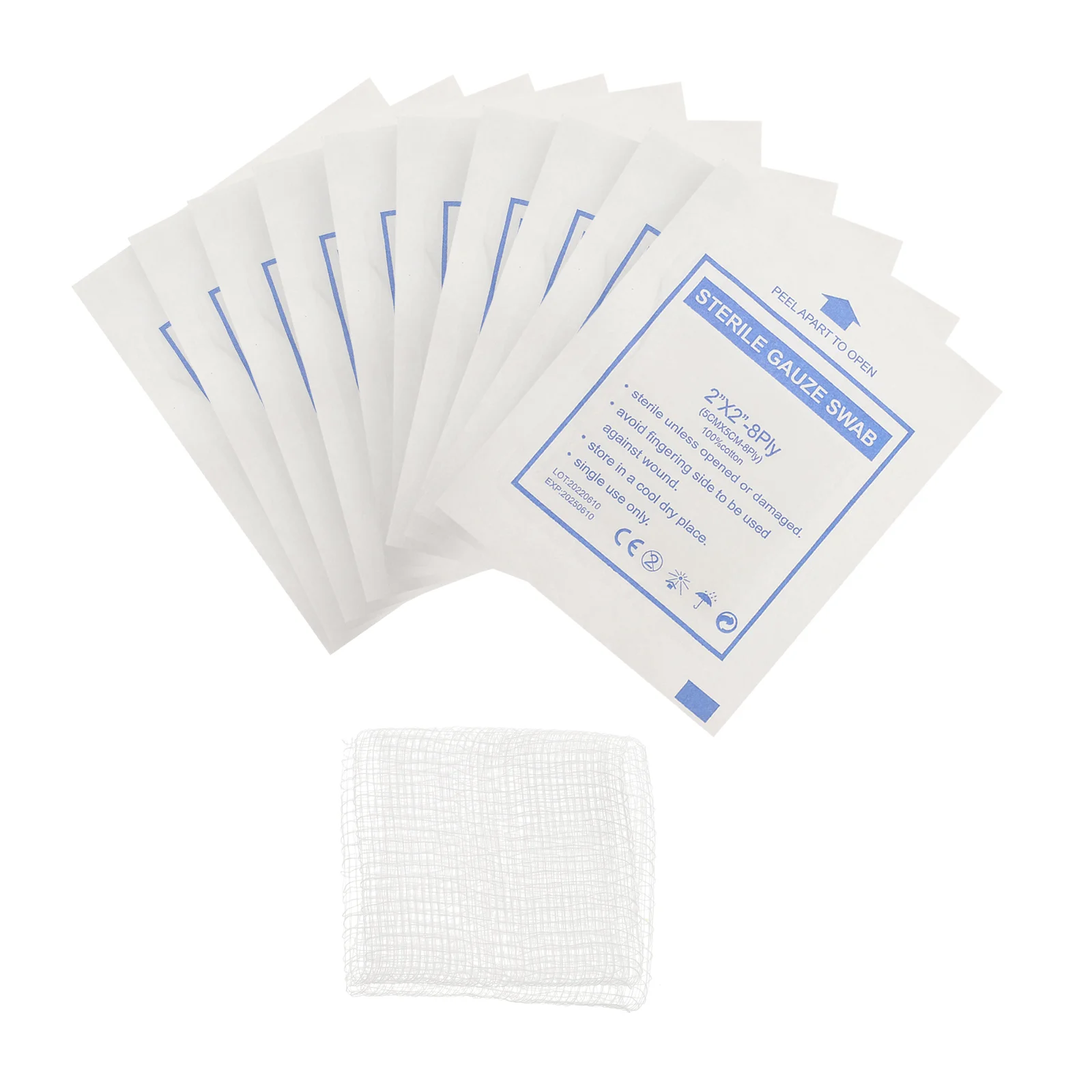 

30 Pcs Cotton Pads Face Gauze 5x5 Nursing Supplies Sterile 4x4 Wound Sponge Dressing Adhesive Tape