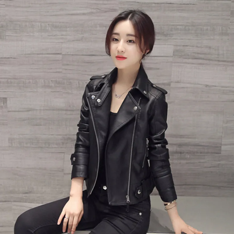 Leather Coat Women 2022 New Spring and Autumn Women's Short Slim Motorcycle Leather Jacket Female Scholar Style Korean Japan