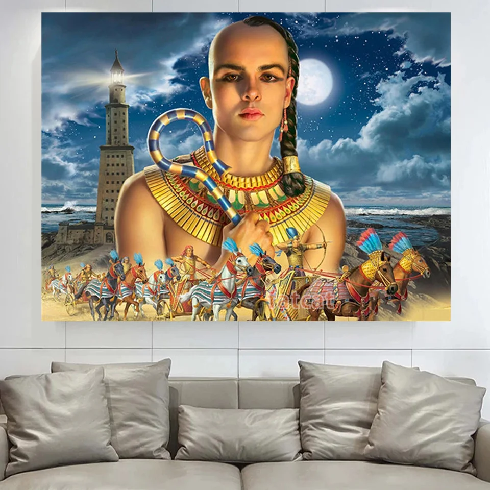 

5d DIY Embroidery Cross Stitch Egypt Woman Full Square Diamond Painting Mosaic Queen Portrait Rhinestone Pictures WE217