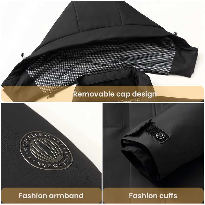 High Quality 90% White Goose Down Down Jacket Medium and Long Removable Cap Thickened and Warm Outdoor Down Jacket for Men