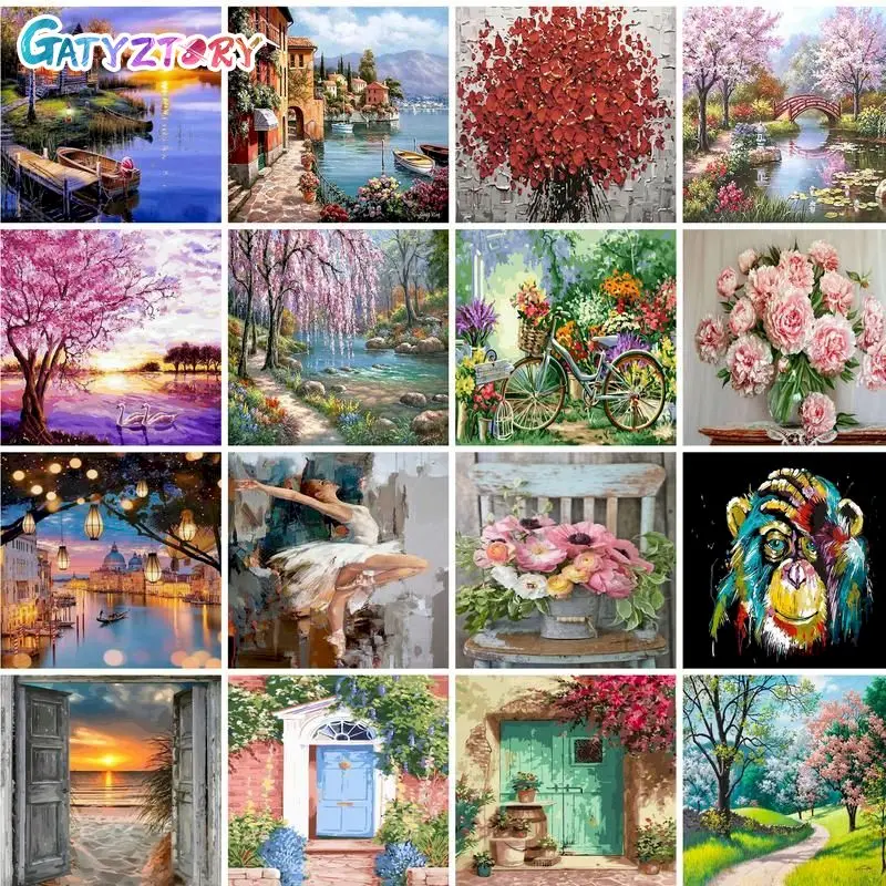 

GATYZTORY 60×75CM DIY Painting By Numbers Scenery Picture Colouring Zero Basis HandPainted Oil Painting Unique Gift Home Decor
