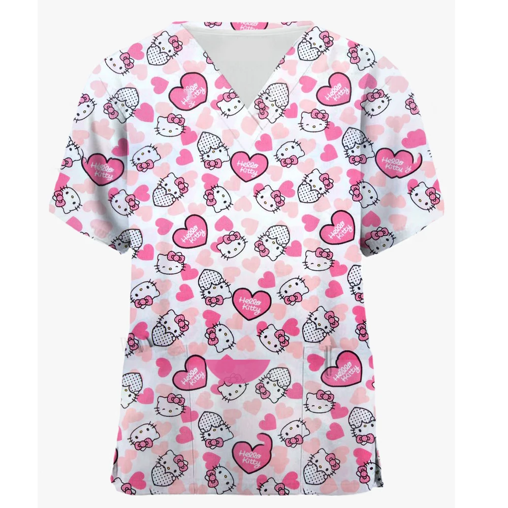 Coulomi Hello Kitty с принтом топы-скрабы женская рабочая форма для стоматолога униформа