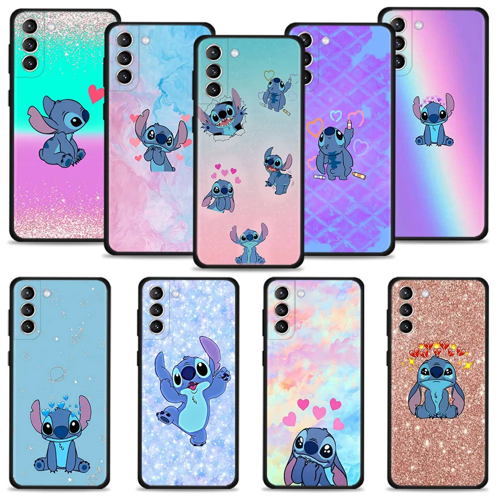 

Bling Blue Pink Stitch Case For Samsung Galaxy S22 S21 S20 Ultra FE S22 S21 S20 S10 S9 S8 Plus S10e Note 20Ultra 10Plus Cover