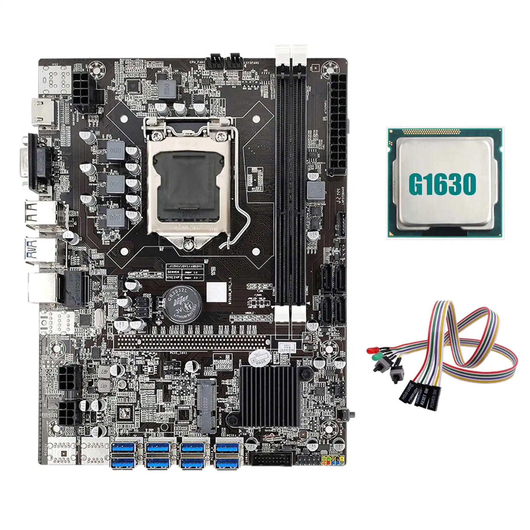 

Материнская плата B75 ETH 8XPCIE на USB + G1630 CPU + двойной кабель переключения светильник кой LGA1155 DDR3 B75 USB материнская плата для майнинга