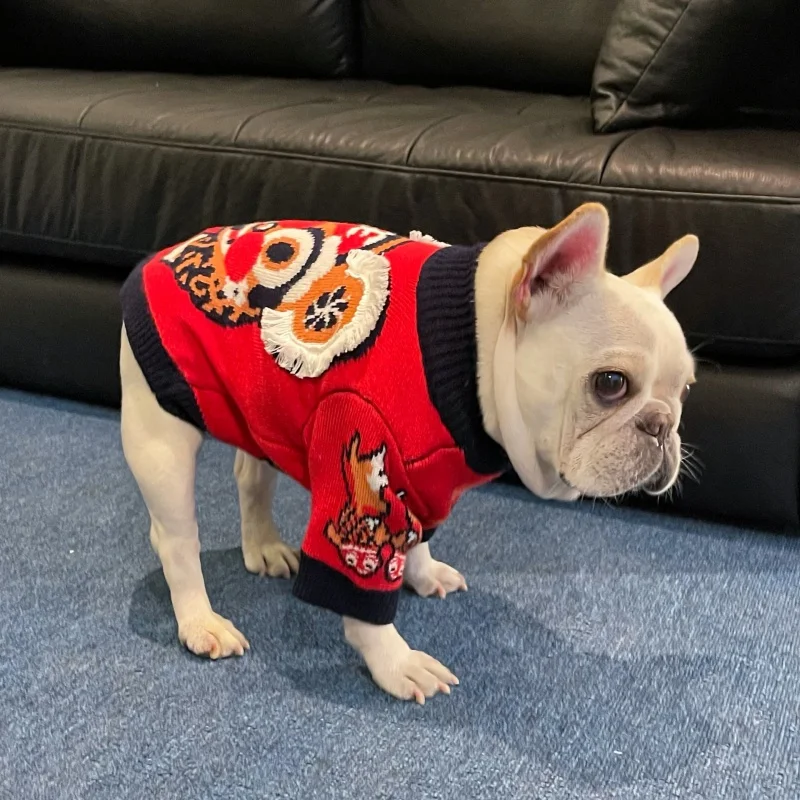 

S-XXL Pet Fashion New Year Clothes Dog Sweater Cat Jarre Aero Bull Teddy Schnauzer Internet Celebrity Puppy