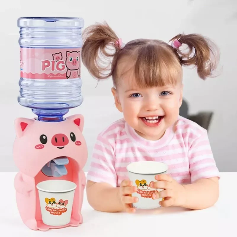 

Water Dispenser Children Gift Cute Cold/Warm Water Juice Milk Drinking Fountain Simulation Cartoon Pig Kitchen Kids Toy