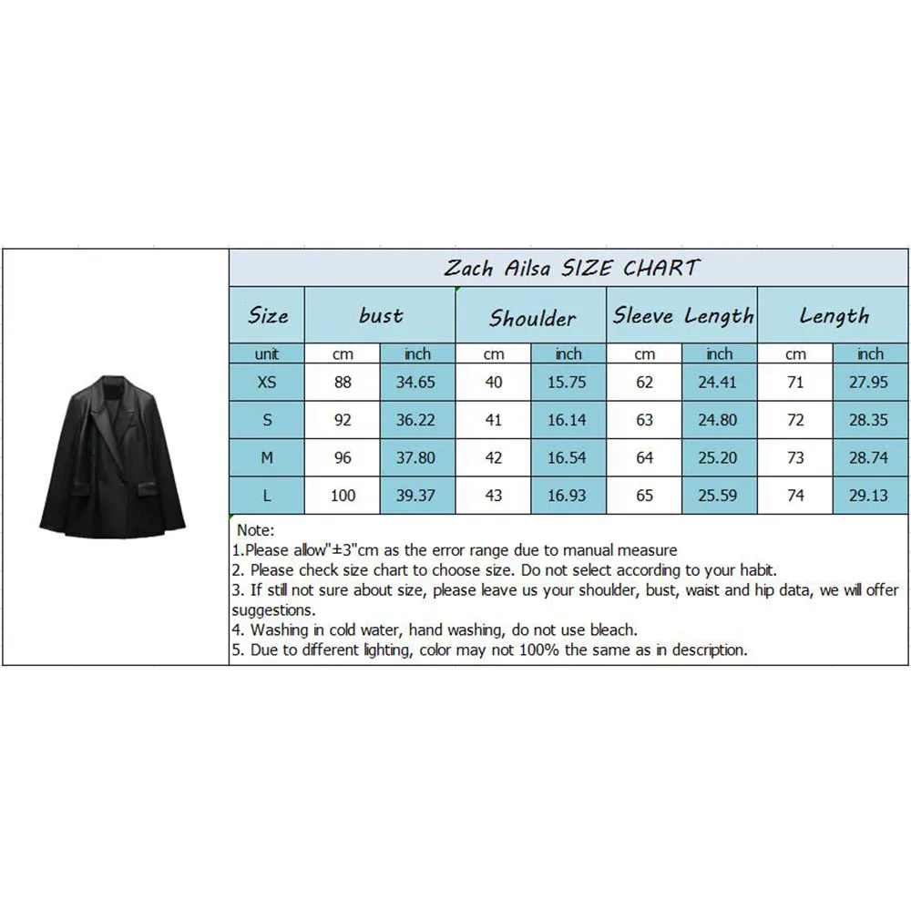 Fall new fashion women's handsome versatile lapel long sleeve double-breasted black imitation leather blazer