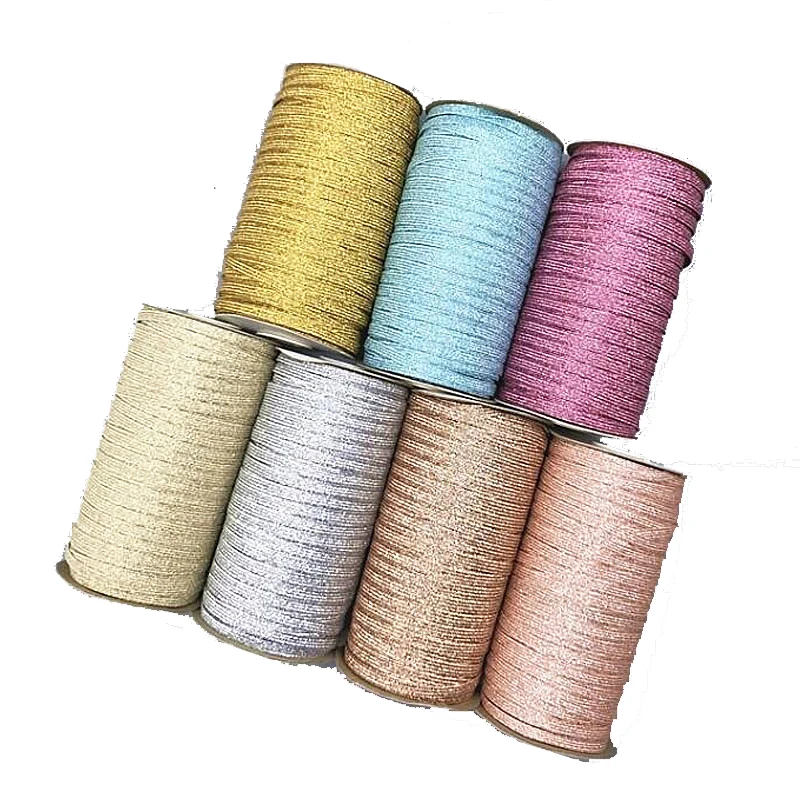 6 мм, Резиновая лента, блестящий золотистый Серебристый, эластичные ленты, высокое качество, 144 ярдов, лента, сделай сам, швейная отделка, поясная лента, аксессуар для одежды