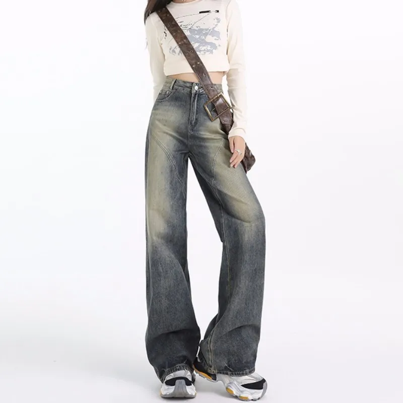 FINEWORDS модные повседневные потертые джинсы в стиле ретро женские легкие свободные