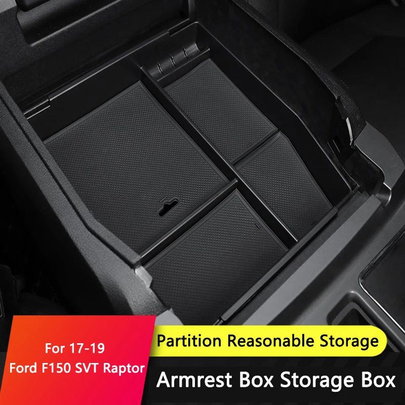 

QHCP Car Central Armrest Box Organizer Holder Tray Central Console Storage Box Fit For Ford F150 Raptor 17-19 Interior Accessory