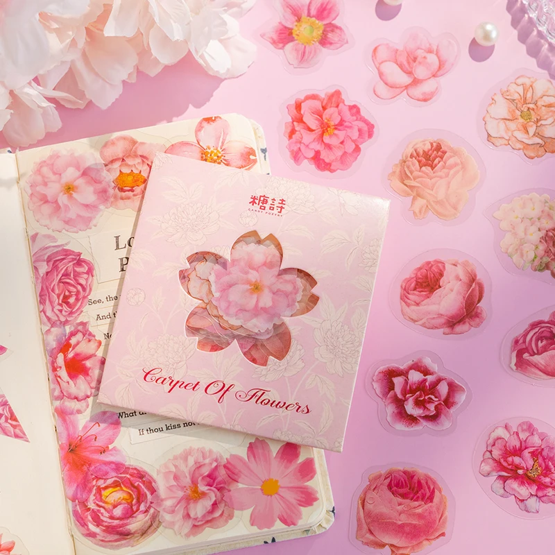 

Imitation Flower Stationery Stickers Waterproof Labels Candle Jar Decoration Phone Laptop Scrapbooking Aesthetic Diary Collage