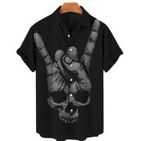 skull hd print 3d shirts for men summer casual hip hop hawaiian shirt loose breathable top micro elastic loose oversized tshirt