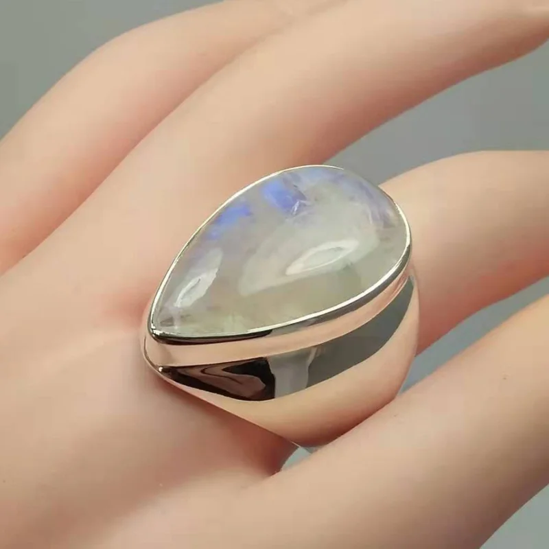 

Classic Teardrop Water Droplet Shaped Opal Dripping Oil Finger Ring for Women Female Party Wedding Jewelry Size 6-10