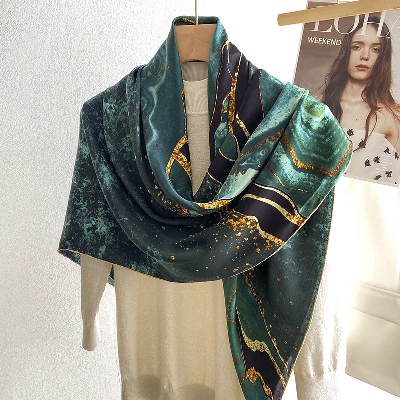 Женская шаль из натурального шёлка с позолотой 2022 см |