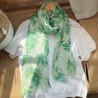 leaf bronzing cotton linen short beard scarf female spring and autumn high end air conditioned room thin shawl