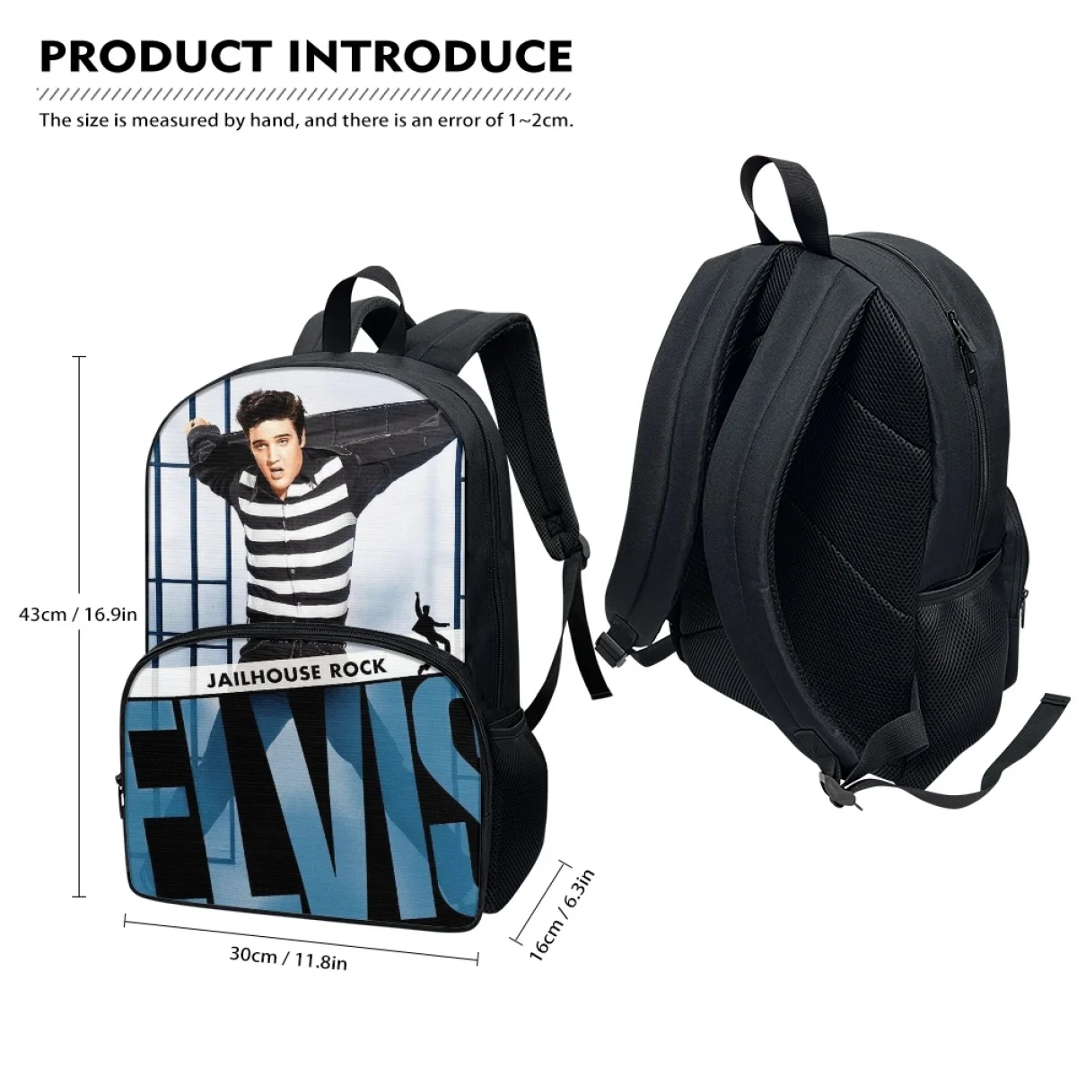 FORUDESIGNS Rock Music Singer El-vi School Bags for Kids Bookbags Teen Student Backpack Durable Adjustable Strap Adults Knapsack