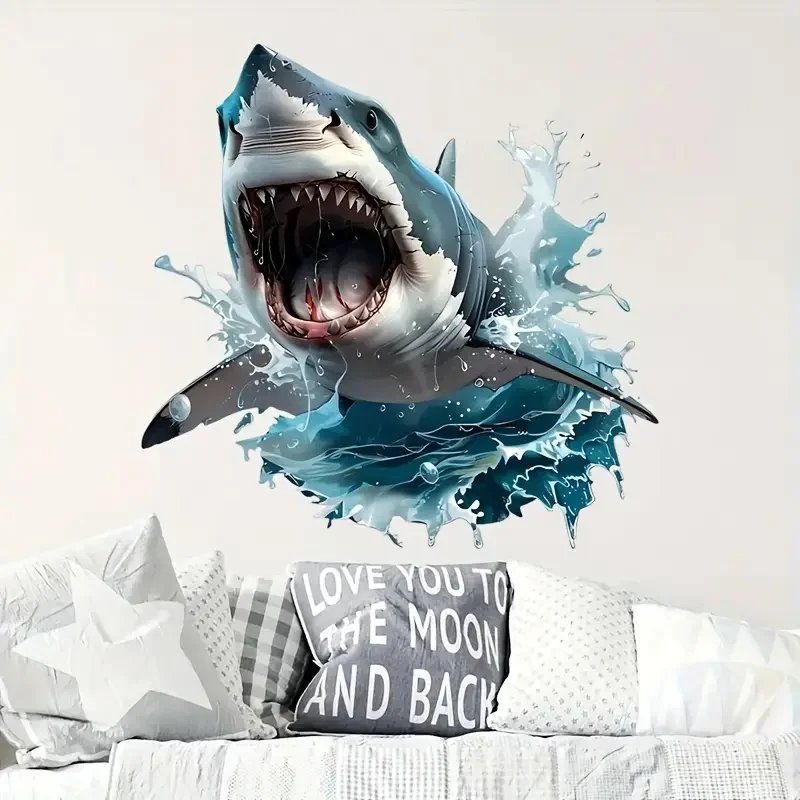 

3D наклейка на стену акула ПВХ