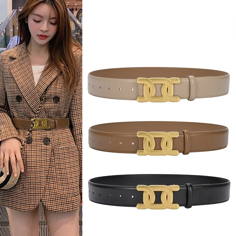 Women's Belt, Leather Suit, Wide Waist Cinched Waist with Shirt Over A Cinched Waistband belts for women luxury designer brand