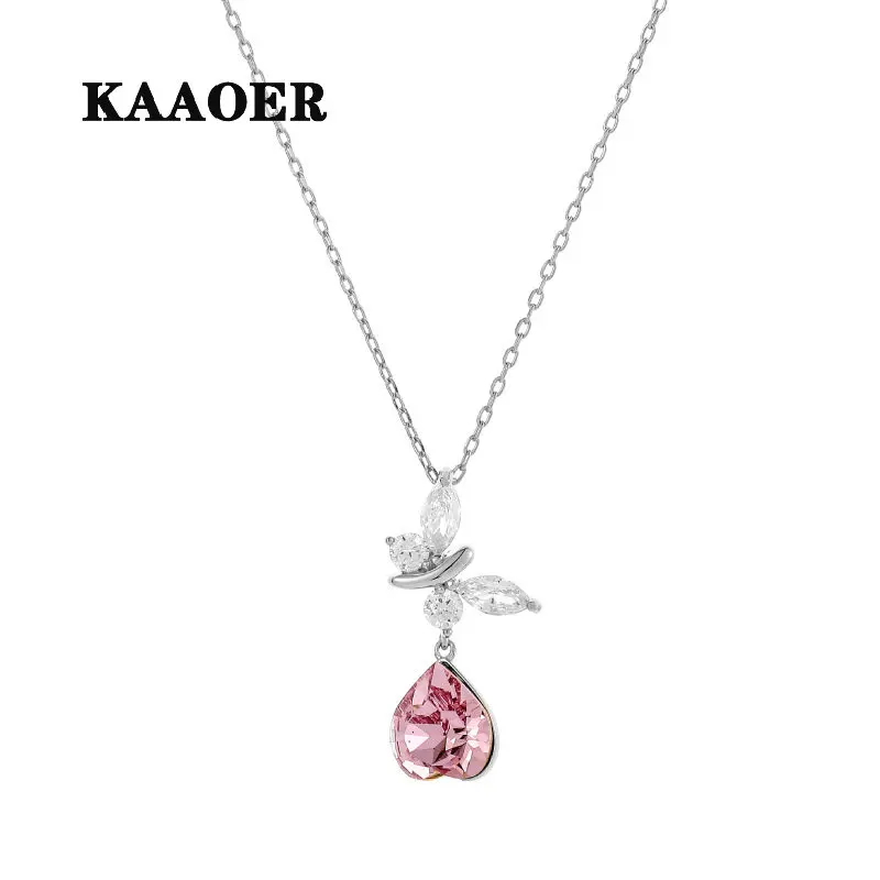 

KAAOER 2022 Новинка 100% S925 новый высококачественный кулон в виде хрустальной бабочки темпераментное ожерелье с холодным ветром Женская нишевая ц...